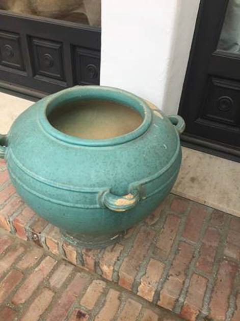 Glazed Gladding McBean Urn Before Repair