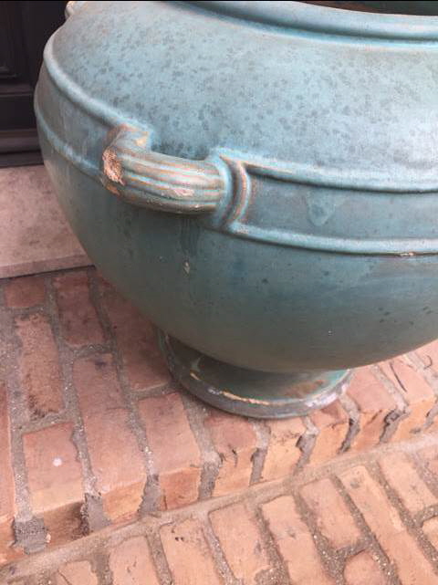 Glazed Gladding McBean Urn Before Repair